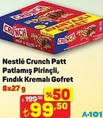 NESTLE CRUNCH PATT PATLAMIŞ PİRİNÇLİ FINDIK KREMALI GOFRET 8X27 G fiyat ve kampanya bilgisi
